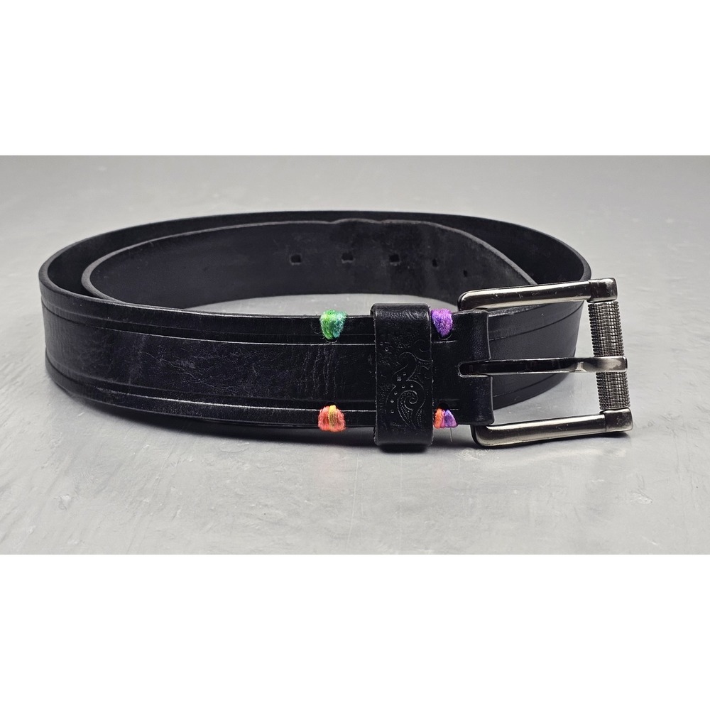 Robert‎ Graham Belt Mens 42' Black Embossed Genuine Leather Buckle Casual